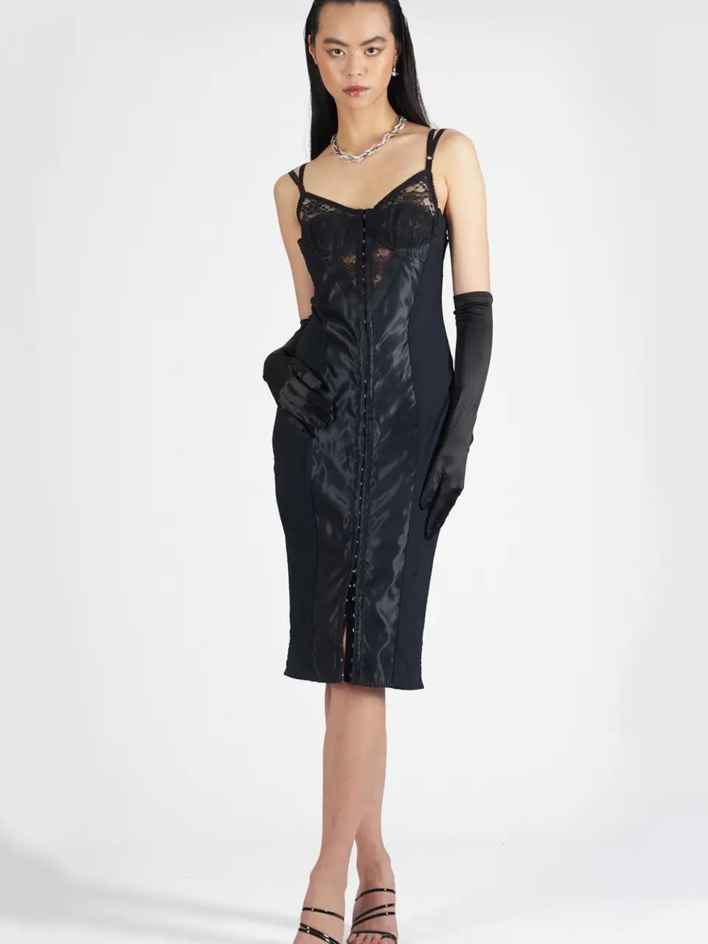 Iconic Dolce & Gabbana Boudoir Bustier Style Satin Hook & Eye Closure Skirt